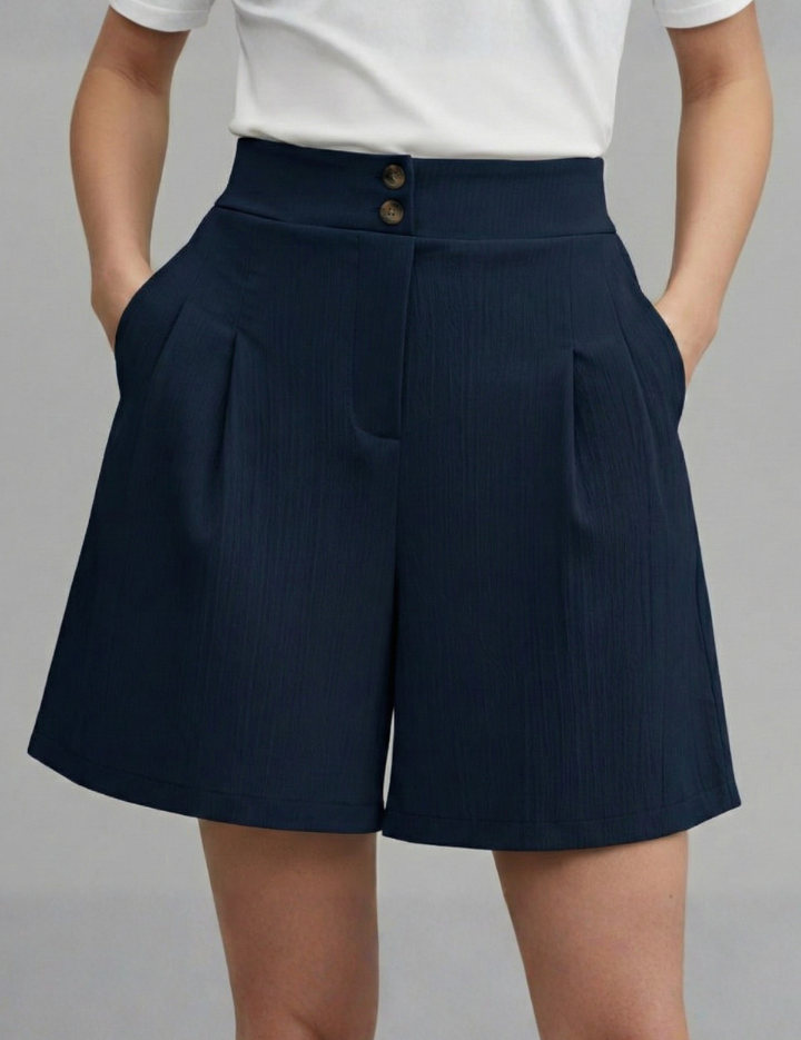 Séverine Blanchard | High Waist Wide Leg Grey Shorts