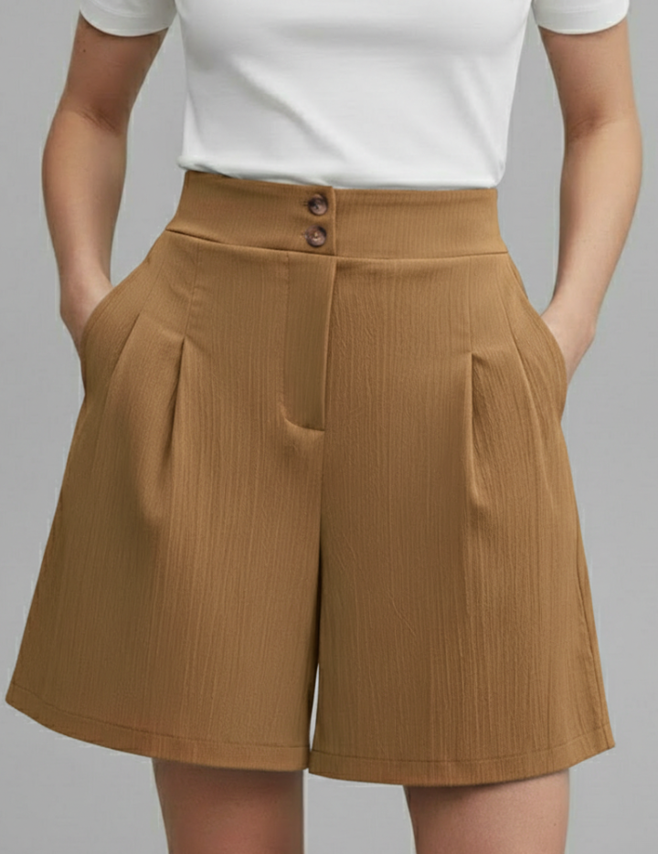 Séverine Blanchard | High Waist Wide Leg Grey Shorts