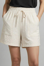 Aurore Villeneuve | Women's Black Elastic Waist Drawstring Shorts