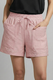 Aurore Villeneuve | Women's Black Elastic Waist Drawstring Shorts