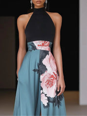 Clarisse Fonteverde | Floral Halter Maxi Dress with Side Slit