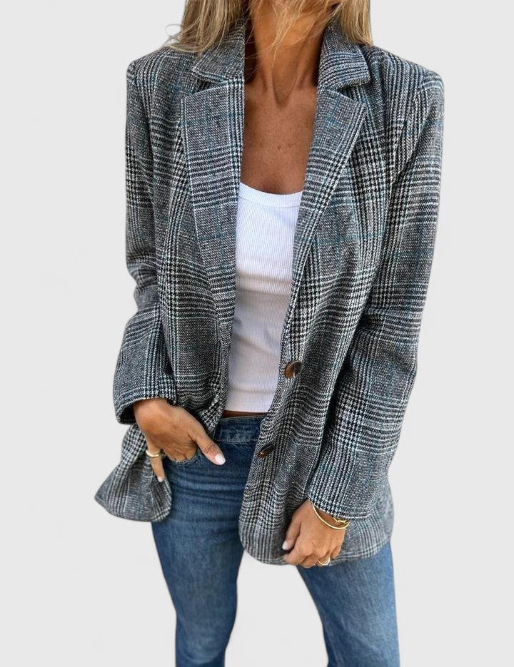 Isabelle Thornton | Grey Plaid Oversized Blazer