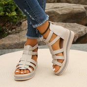 Vittoria Carmonde | Black Gladiator Platform Sandals with Rhinestone Detail