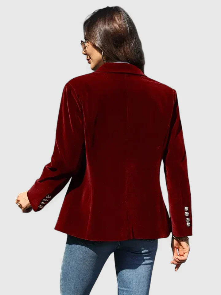 Vivienne Caldwell | Navy Velvet Single-Button Blazer