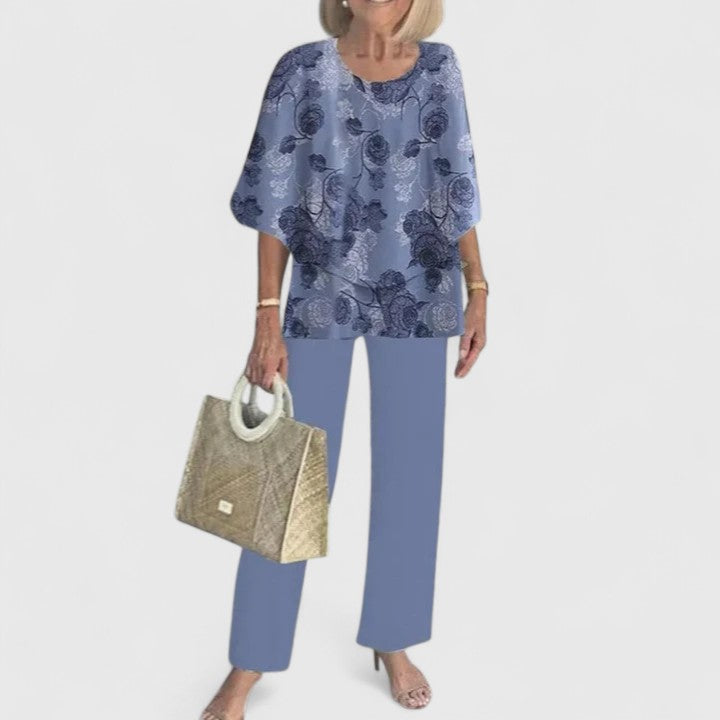 Eliane Vosbourne | Floral Print Wide-Leg Pants Matching Set
