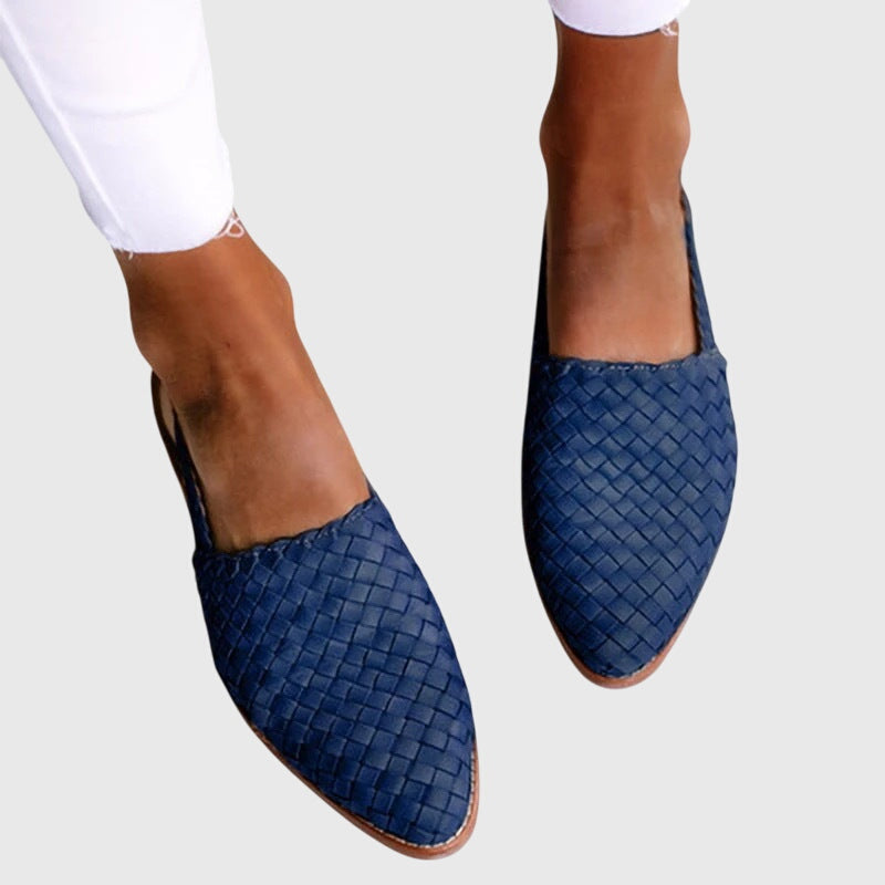 Marguerite Dawnfield | Tan Woven Flat Loafer – Orthopedic Support