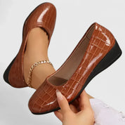 Rosalinde Fairmore | Brown Quilted Wedge Orthopedic Loafers