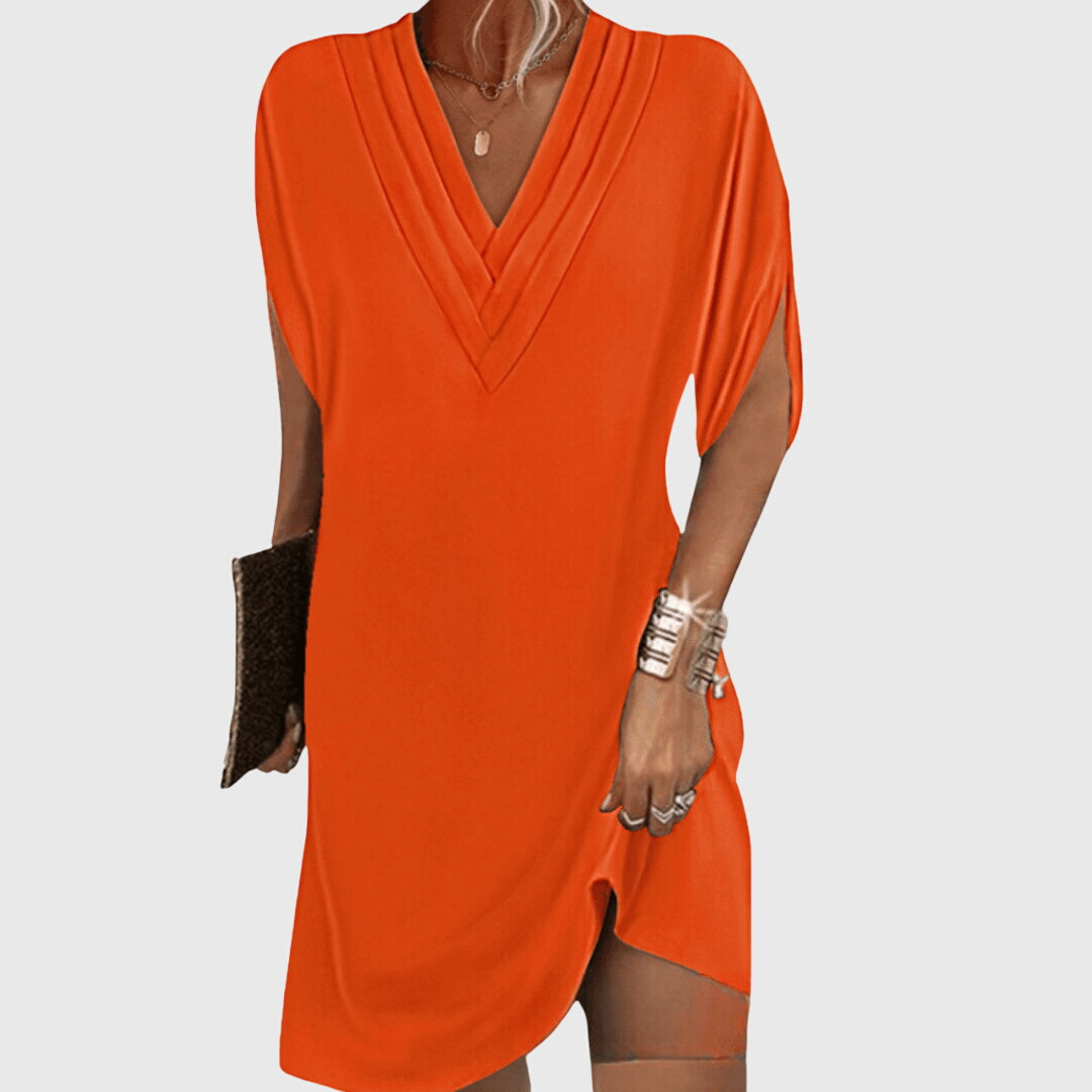 Séverine Montclair | Black V-Neck Tummy-Hiding Mini Dress