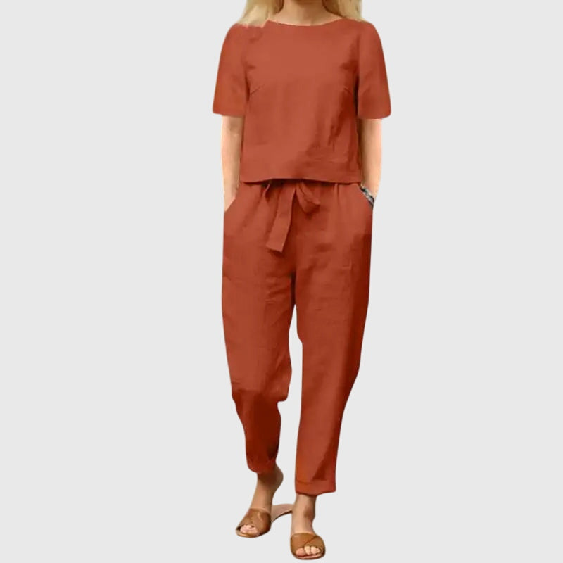 Violette Marchand | Navy Linen-Look Co-Ord Short Sleeve Set