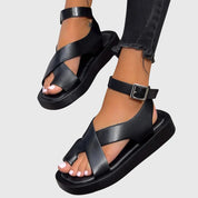 Rosalinde Ashgrove | Orange Platform Sandals with Ankle Strap