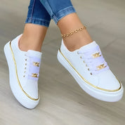 Gabrielle Fontverre | White Platform Sneakers with Gold Chain Detail