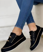 Gabrielle Fontverre | White Platform Sneakers with Gold Chain Detail