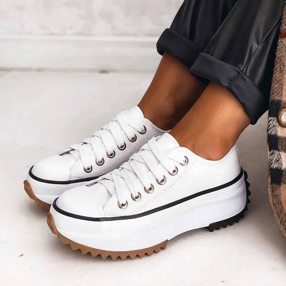 Rosalind Beaufort | Black Platform Lace-Up Sneakers for Women
