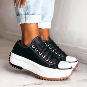 Rosalind Beaufort | Black Platform Lace-Up Sneakers for Women