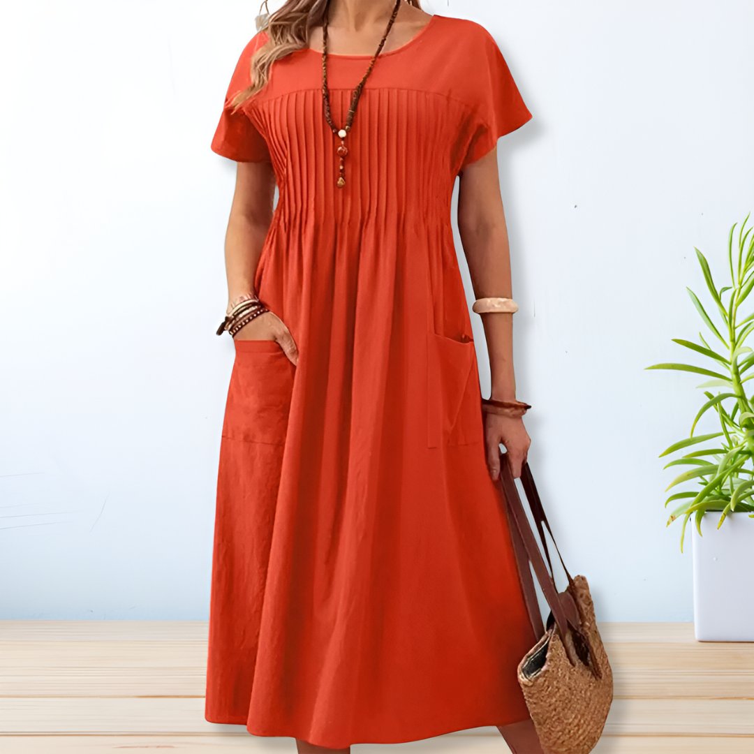 Margeline Wyndvaux | Army Green Relaxed Midi Dress with Pockets