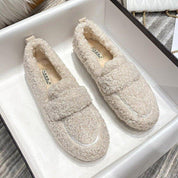 Elienne Voscraft | Plush Sherpa Moccasin Flats in Cream