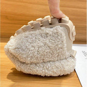 Elienne Voscraft | Plush Sherpa Moccasin Flats in Cream