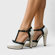 Rosalinde Favreau | Blush Pink T-Bar Platform Stiletto Heels