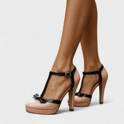 Rosalinde Favreau | Blush Pink T-Bar Platform Stiletto Heels