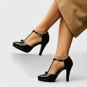 Rosalinde Favreau | Blush Pink T-Bar Platform Stiletto Heels