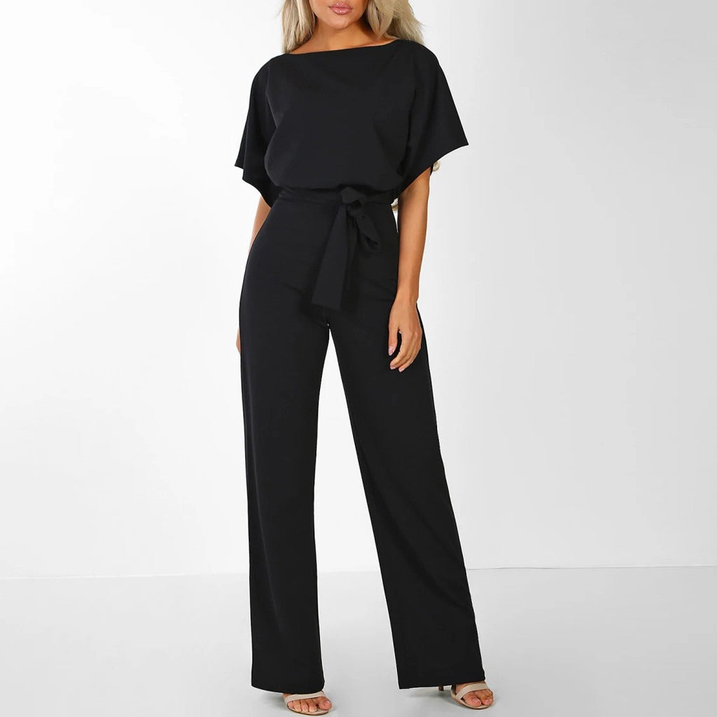 Eloise Vantremonde | Belted Wide-Leg Jumpsuit in Ivory