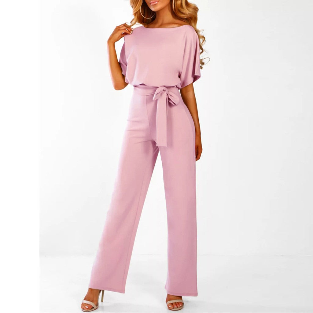 Eloise Vantremonde | Belted Wide-Leg Jumpsuit in Ivory