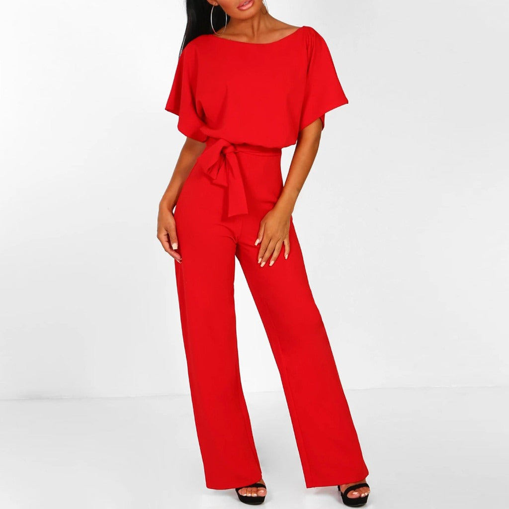 Eloise Vantremonde | Belted Wide-Leg Jumpsuit in Ivory