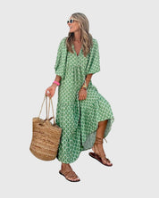 Claribel Ashenton | Green Floral Boho Maxi Dress