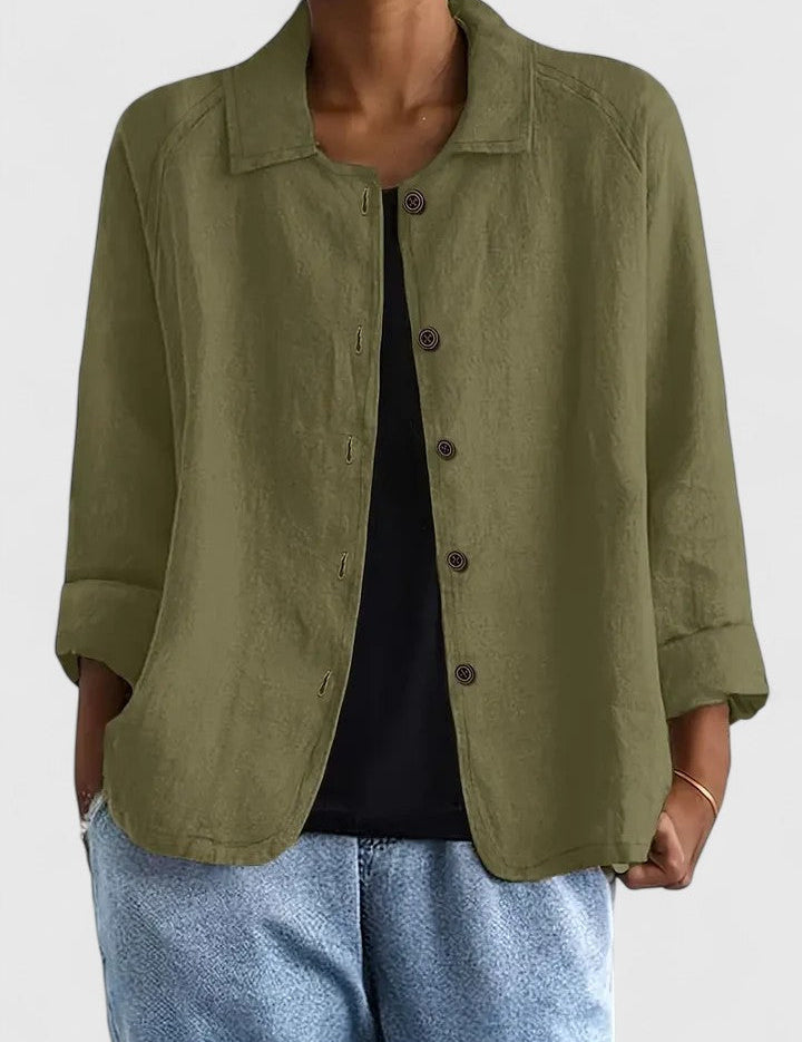 Philippa Ashmore | Pink Linen-Blend Button-Front Shirt
