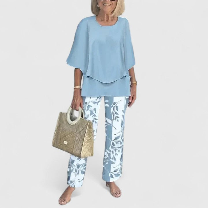 Eliane Vosbourne | Floral Print Wide-Leg Pants Matching Set