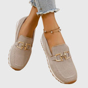 Colette Vanbright | Blue Mesh Platform Loafers with Gold Horsebit