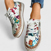 Elspeth Granville | Floral Print Cork Platform Sneakers