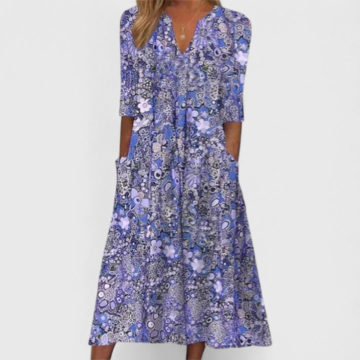 Georgiana Felbermonde | Floral Print Midi Dress with Pockets