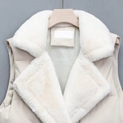 Geneviève Hartwell | Faux Fur Collar Puffer Vest in Brown