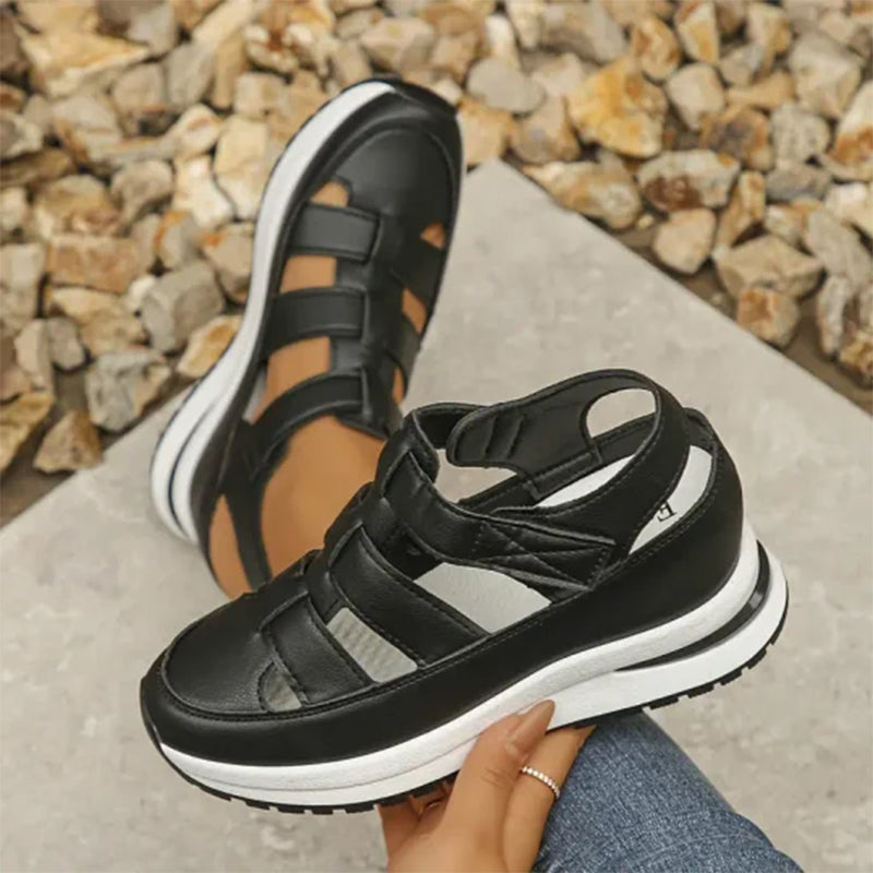 Giselle Ravencourt | Black Platform Gladiator Sandal Sneakers