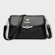 Sophia Bellantyne | Black Woven Faux Leather Crossbody Bag