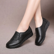 Mirelle Fontcourt | Brown Leather Zip Slip-On Flat Loafers