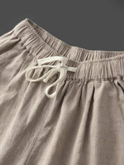 Ceciliane Mortvaux | Women's Linen-Look Drawstring Straight-Leg Trousers