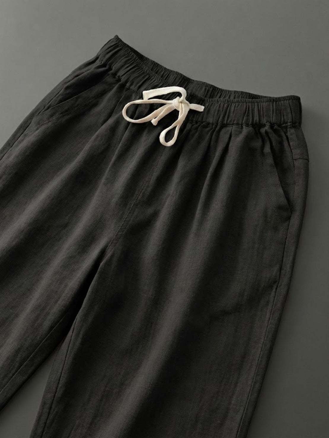 Ceciliane Mortvaux | Women's Linen-Look Drawstring Straight-Leg Trousers