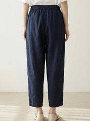 Ceciliane Mortvaux | Women's Linen-Look Drawstring Straight-Leg Trousers