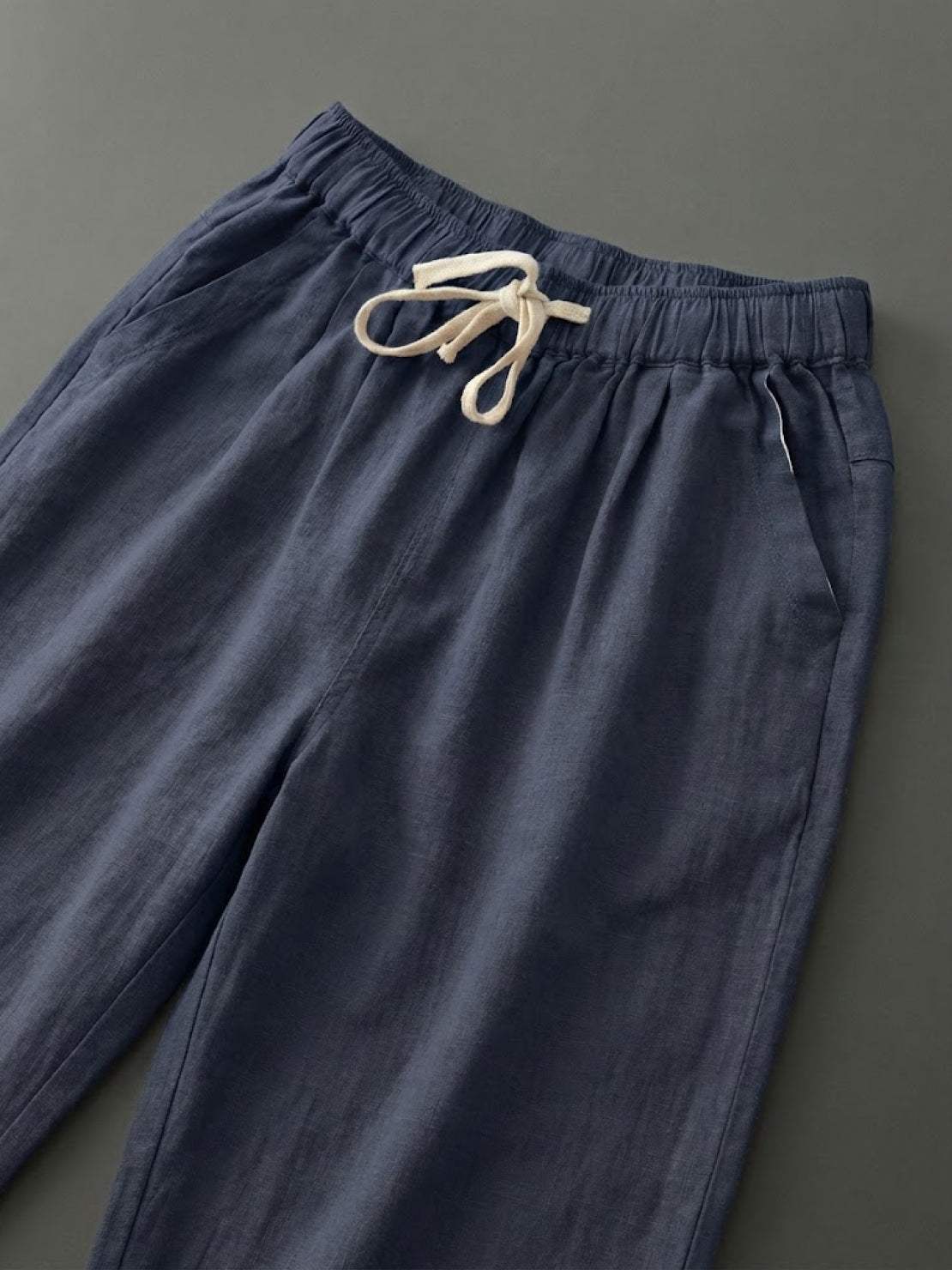 Ceciliane Mortvaux | Women's Linen-Look Drawstring Straight-Leg Trousers