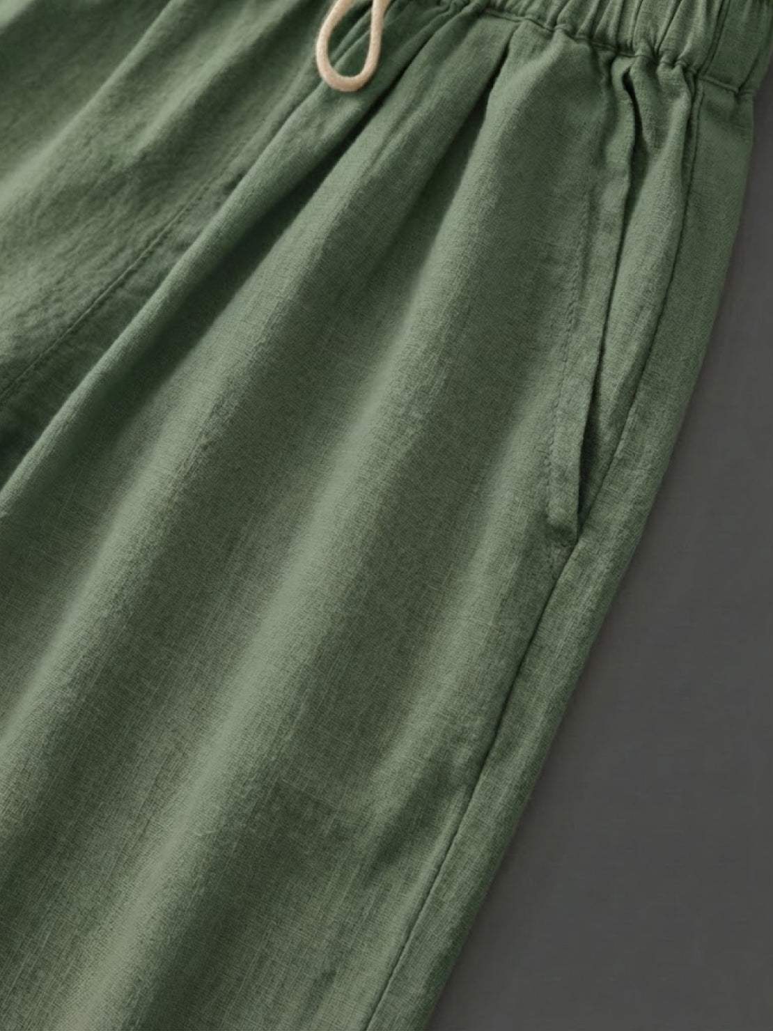 Ceciliane Mortvaux | Women's Linen-Look Drawstring Straight-Leg Trousers