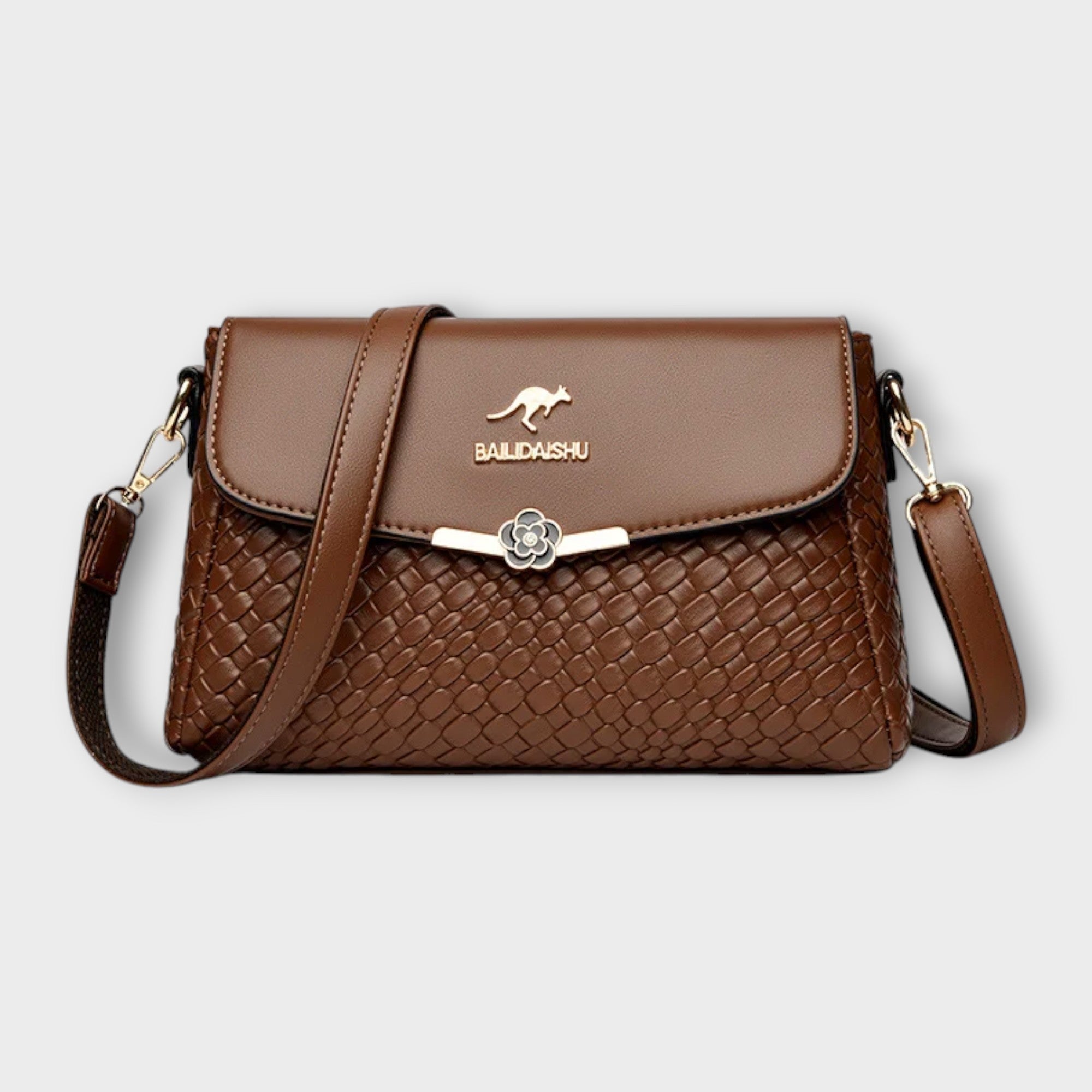 Sophia Bellantyne | Black Woven Faux Leather Crossbody Bag