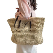 Margaux Delacroix | Spacious Woven Straw Beach Tote Bag