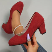 Lucienne Fairvale | Black Suede Block Heel Pumps – Orthopedic Comfort