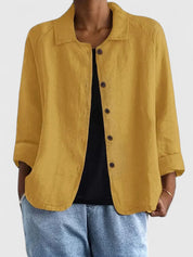Philippa Ashmore | Pink Linen-Blend Button-Front Shirt