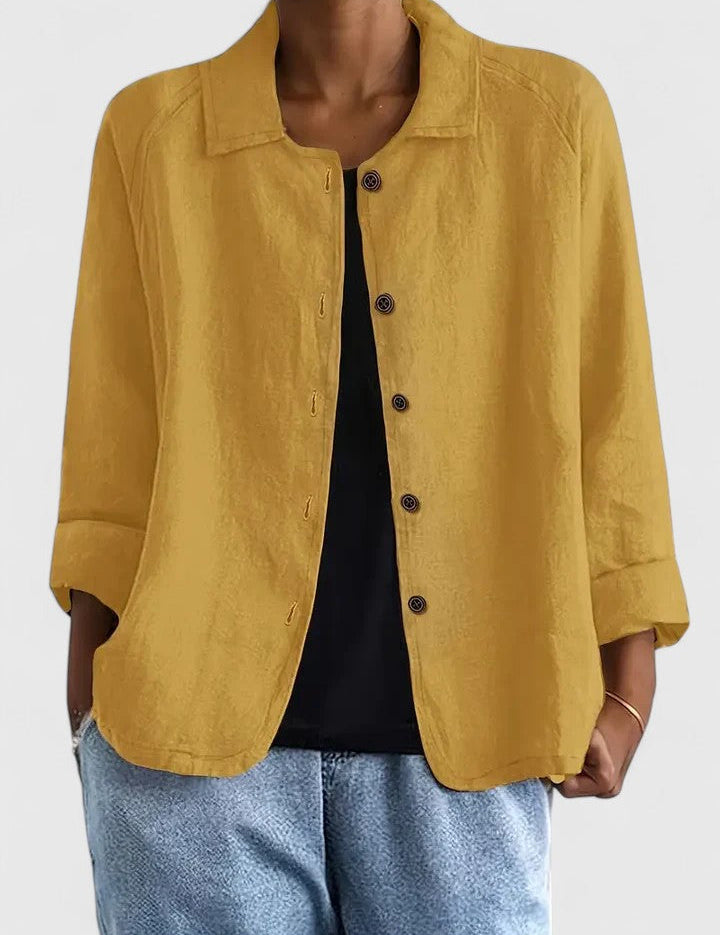 Philippa Ashmore | Pink Linen-Blend Button-Front Shirt