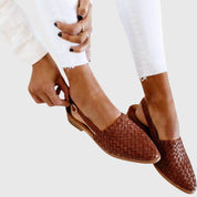 Marguerite Dawnfield | Tan Woven Flat Loafer – Orthopedic Support