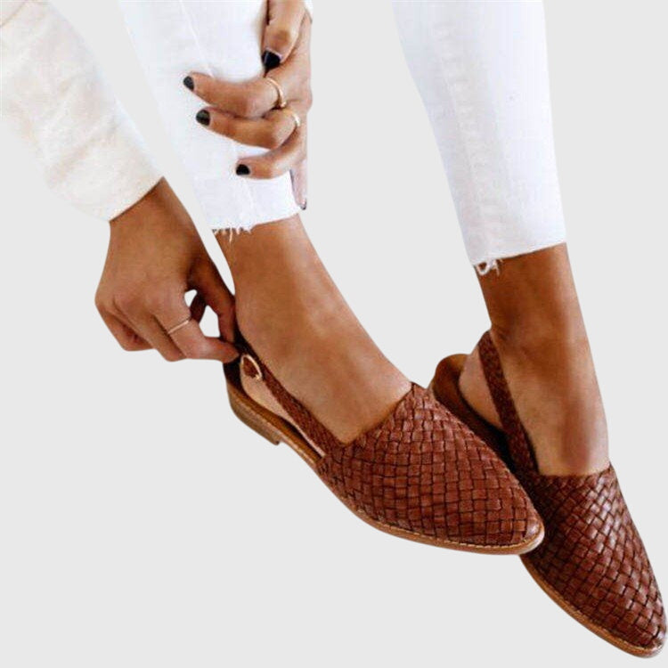 Marguerite Dawnfield | Tan Woven Flat Loafer – Orthopedic Support