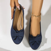 Amélie Tourneau | Black Bow Detail Suede Ballet Flats